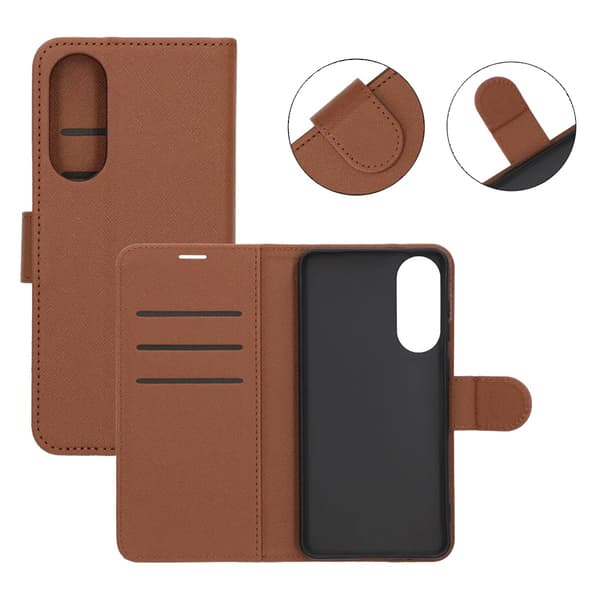 Plånboksfodral med Stativ för Samsung Galaxy S25 Edge - Brun Brown