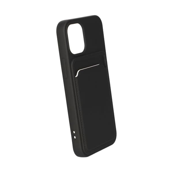 iPhone 12 Mini Silikonskal med Korthållare - Svart Black