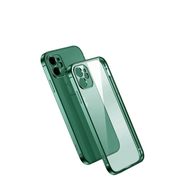 iPhone 12 Mobilskal med Kameraskydd - Mörkgrön/transparent Grön