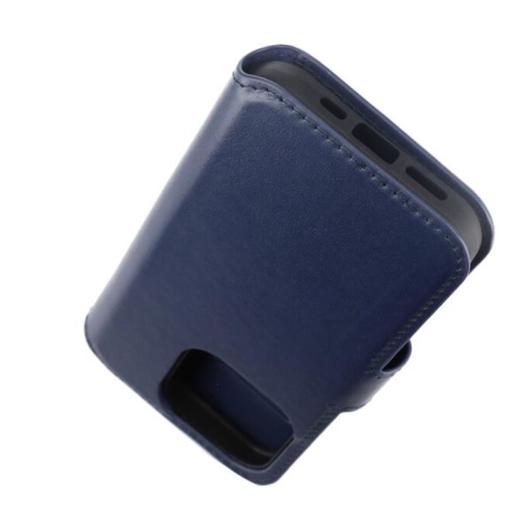 iPhone 15 Pro Plånboksfodral Läder Rvelon - Blå Marine blue