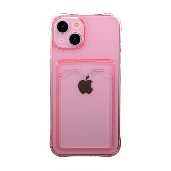 iPhone 14 Plus Stöttåligt Skal med Korthållare - Rosa Rosa