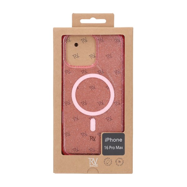 iPhone 16 Pro Max Rvelon Mobilskal TPU med MagSafe - Glitter Rosa Rosa