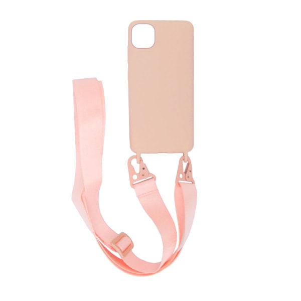 iPhone 11 Pro Max Silikonskal med Rem/Halsband - Rosa Rosa