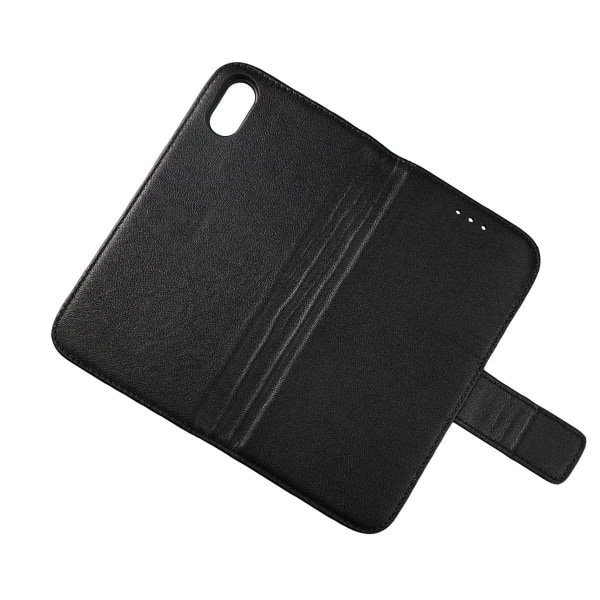 iPhone X/XS Plånboksfodral Läder Rvelon - Svart Black