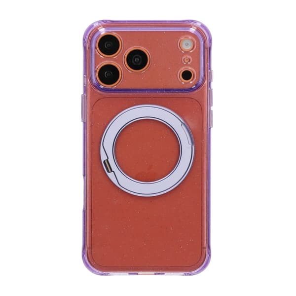 Glitrende MagSafe-cover til iPhone 17 Pro Max og 18 Pro Max med roterende stativ - Lyslilla lilla