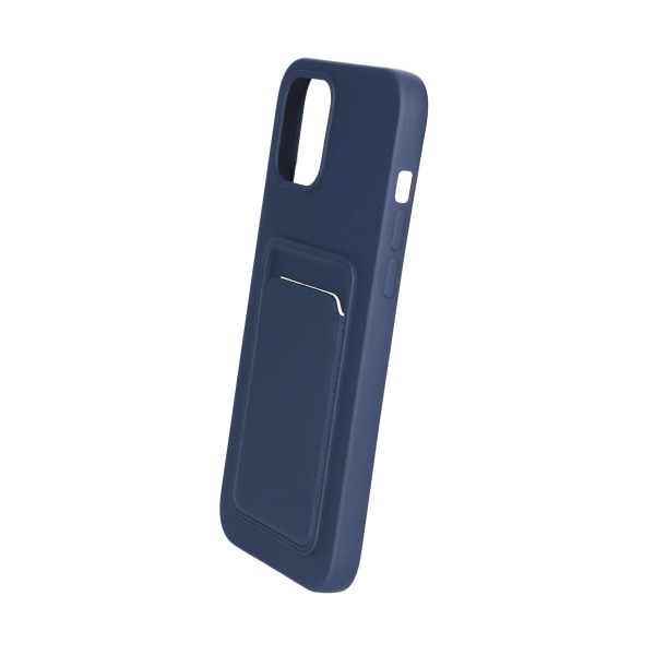 iPhone 12 Pro Max Silikonskal med Korthållare - Blå Blue