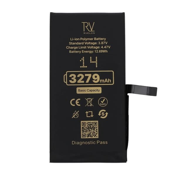 Rvelon Batteri för iPhone 14 - 3279 mAh Originalkapacitet