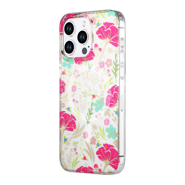 iPhone 14 Pro Max Mobilskal MagSafe - Blommor Röd/Grön multifärg