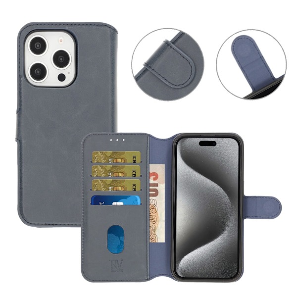 iPhone 16 Pro Max Plånboksfodral Magnet Rvelon - Blå Blå