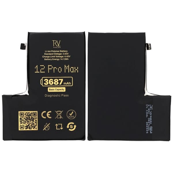 Rvelon Batteri til iPhone 12 Pro Max - 3687 mAh Originalkapacitet