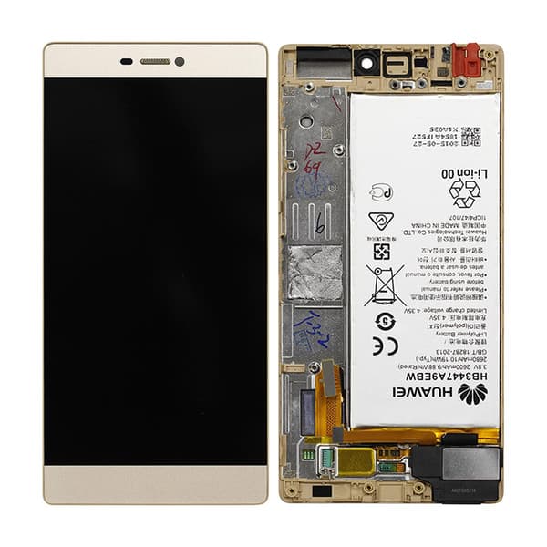 Huawei P8 Skärm/Display med Batteri OEM - Guld Gold