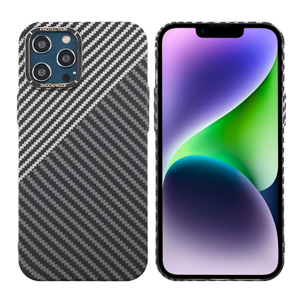 Kolfiber Skal iPhone 12 Pro Max - Svart & Vit Black