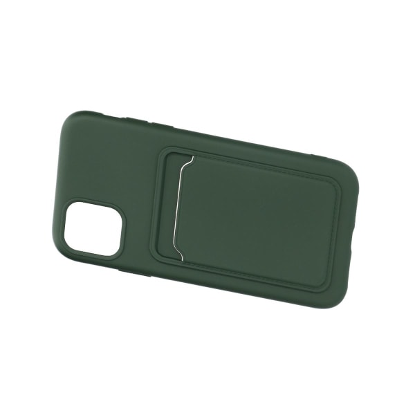 iPhone 11 Silikonskal med Korthållare - Militärgrön Dark green