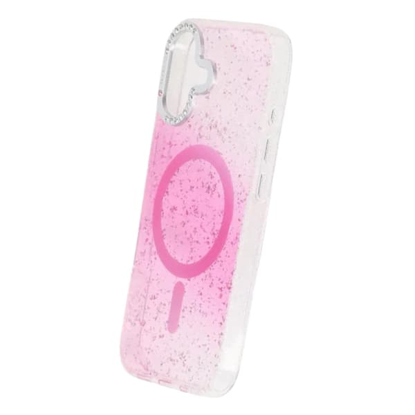 Glitter Skal MagSafe och Diamanter för iPhone 17 - Rosa