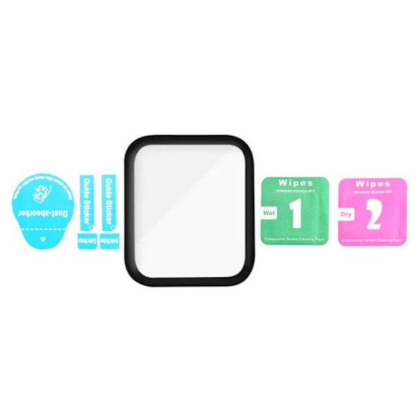 Skärmskydd Apple Watch Series 7 41mm - Härdat Glas Svart Svart