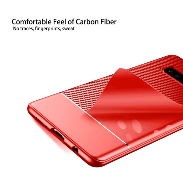 Mobilskal med Kolfiberfilm Samsung S10e - Röd Röd