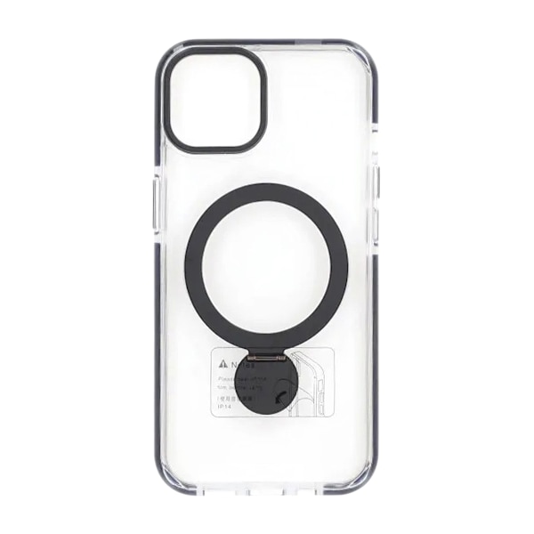Cover Magsafe til iPhone 15 - Transparent sort med ringstativ Black
