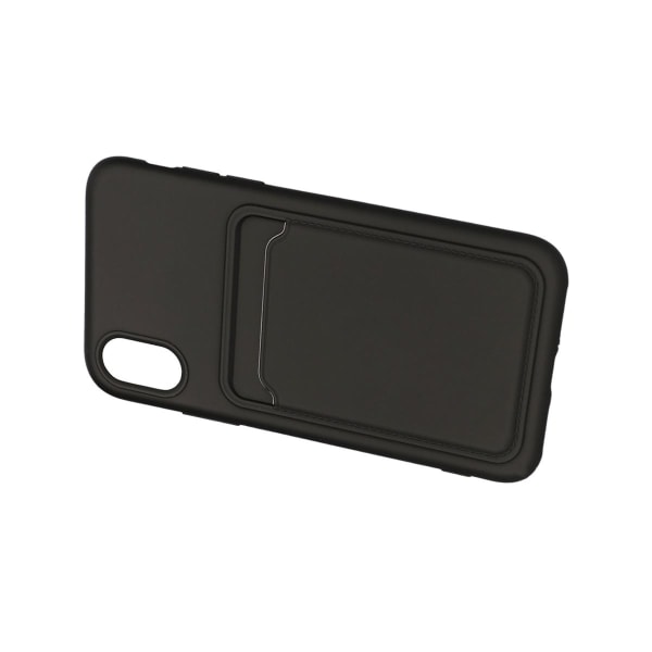 iPhone X/XS Silikonskal med Korthållare - Svart Black