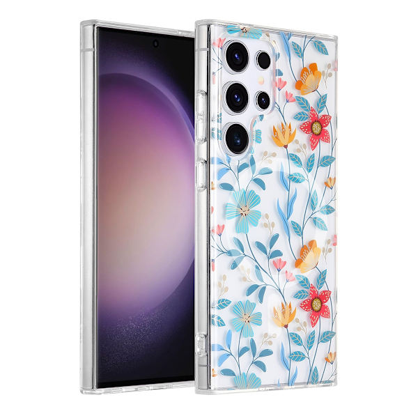Samsung Galaxy S23 Ultra Mobilskal Magnet - Blommor & Kvistar multifärg