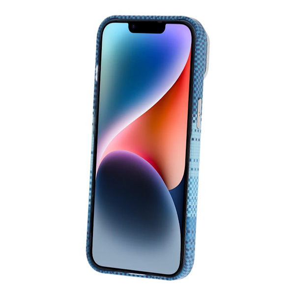 iPhone 13/14 Skal med Magsafe och Utfällbart Stativ - Randig Blå Blue