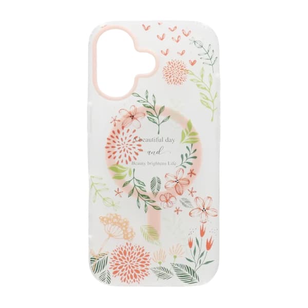 Matt MagSafe-skal med blommor för iPhone 17 - Orange