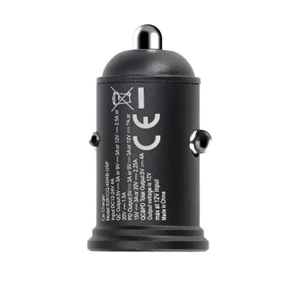 Rvelon Billaddare 45W USB-C PD3.0 & USB A QC3.0 Svart