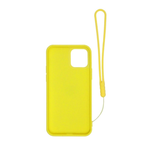 iPhone 12 Mini Silikonskal med Ringhållare och Handrem - Gul Gul