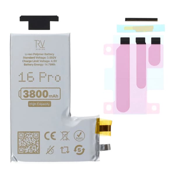 Rvelon Batteri till iPhone 16 Pro 3800mAh utan Flexkabel