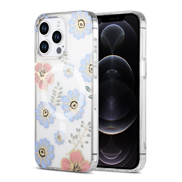iPhone 12 Pro Max Mobilskal MagSafe - Blommor Röd/Blå multifärg