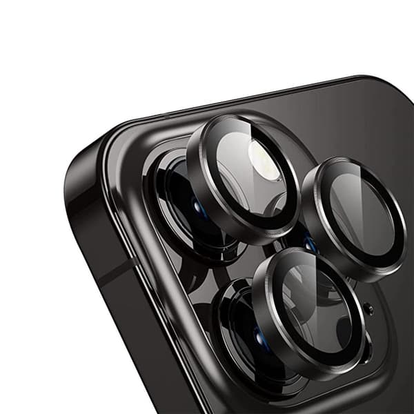 iPhone 14 Pro Kameralins med Ram - Rymdgrå Svart