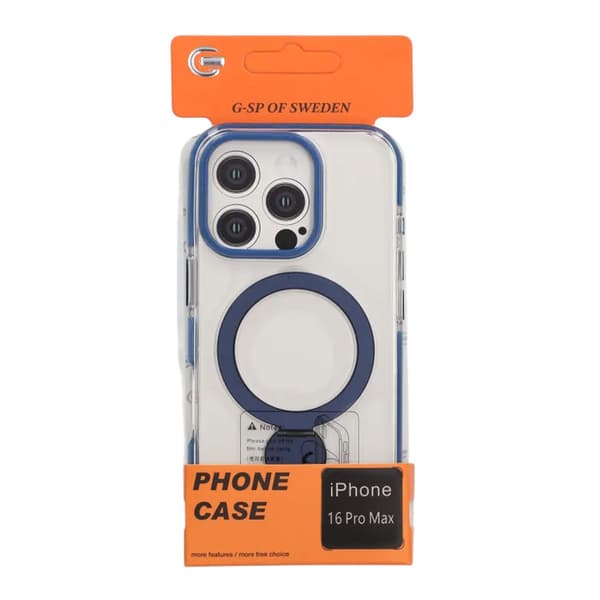 Skal Magsafe till iPhone 16 Pro Max - Transparent blå med ringstativ Blue