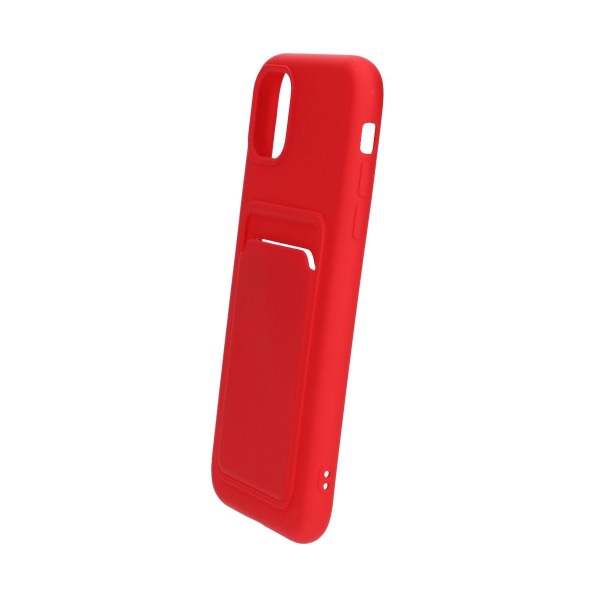 iPhone 12 Pro Max Silikonskal med Korthållare - Röd Red