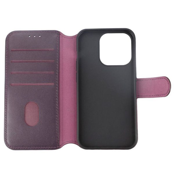 iPhone 15 Pro Plånboksfodral Läder Rvelon - Lila Purple
