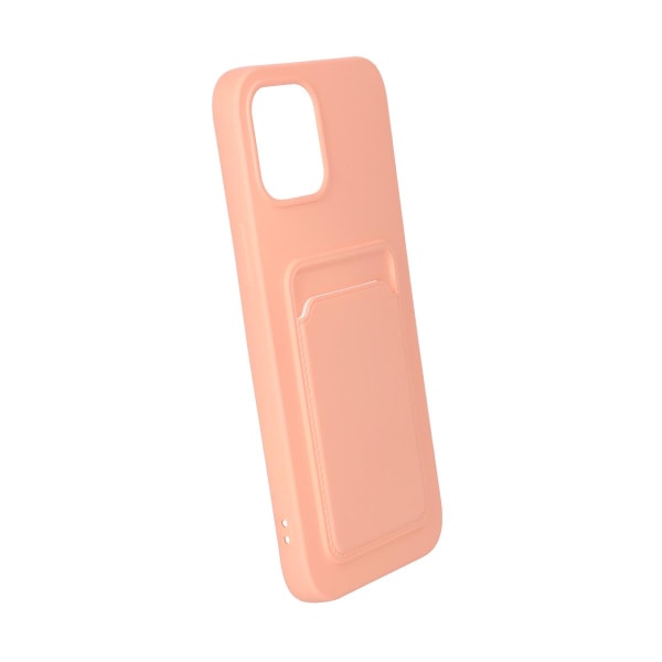 iPhone 12 Pro Max Silikonskal med Korthållare - Rosa Pink