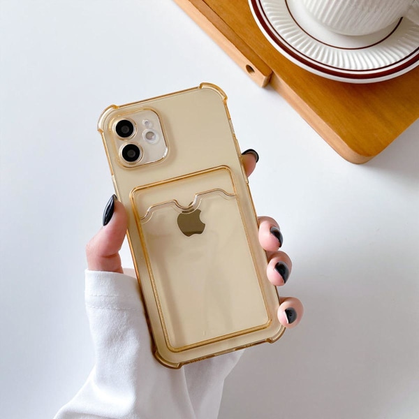 iPhone 11 Stöttåligt Skal med Korthållare - Gul Gul