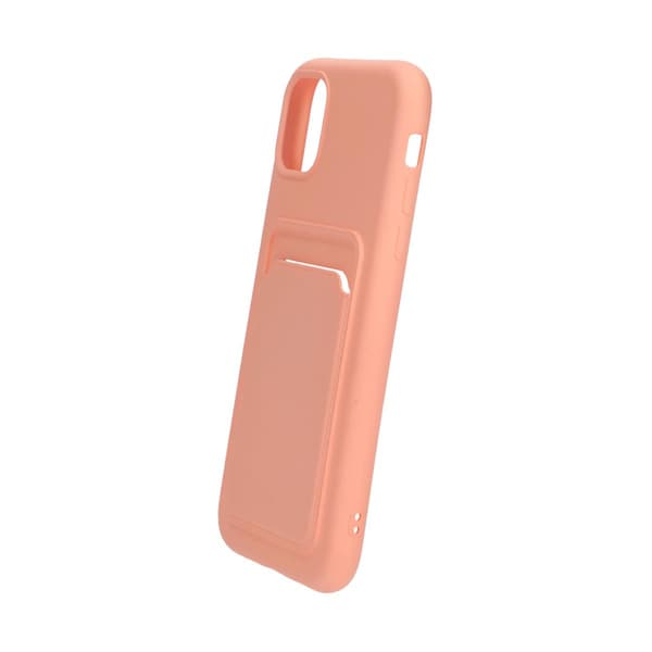 iPhone 11 Silikonskal med Korthållare - Rosa Pink