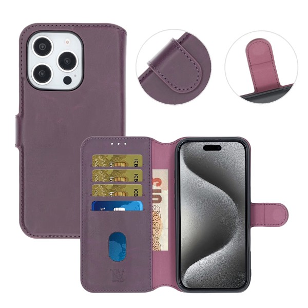 iPhone 16 Pro Plånboksfodral Magnet Rvelon - Lila Lila
