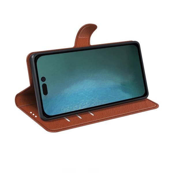 iPhone 14 Plånboksfodral med Stativ - Brun Brown