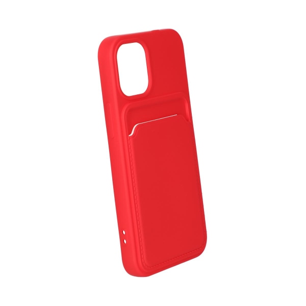 iPhone 12 Mini Silikonskal med Korthållare - Röd Röd
