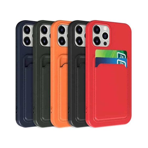 iPhone 13 Pro Max Silikonskal med Korthållare - Svart Black