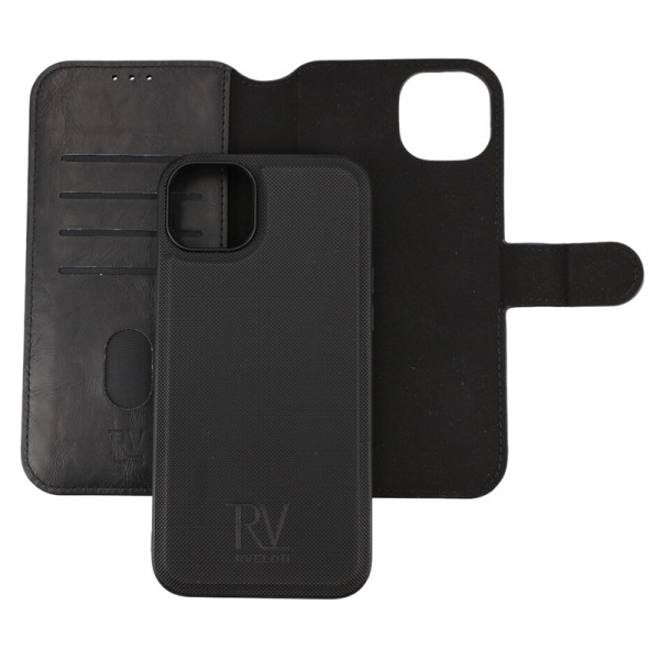 iPhone 15 Plus Plånboksfodral Magnet Rvelon - Svart Black
