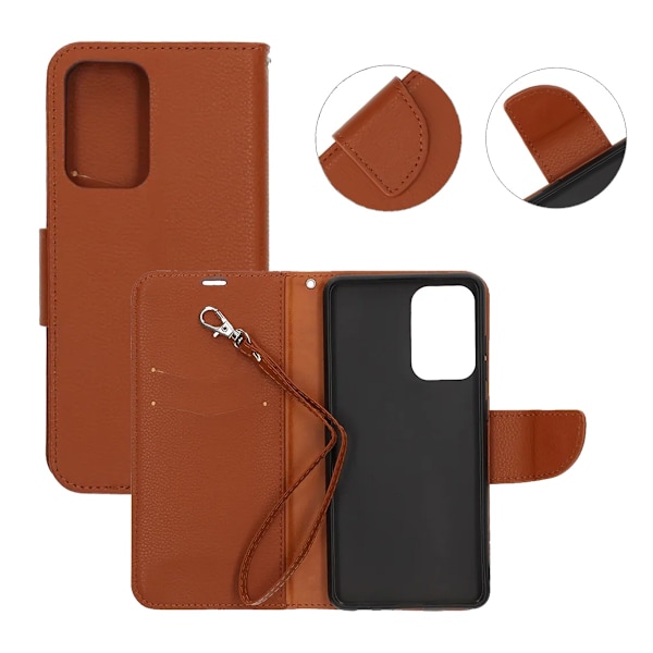 Samsung Galaxy A52s Plånboksfodral med Stativ - Brun Brown