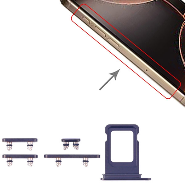 Knappar och Simkorthållare för iPhone 15 Pro/15 Pro Max - Blå Blå