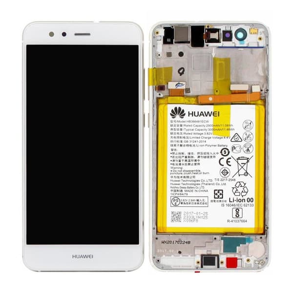 Huawei P10 Lite Display Skärm med LCD Display med Batteri Original - Vit Vit