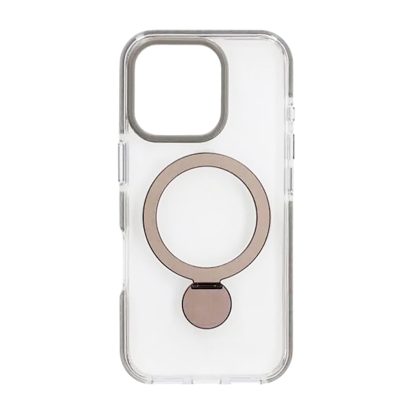 Skal Magsafe till iPhone 16 Pro Max - Transparent grå med ringstativ grå