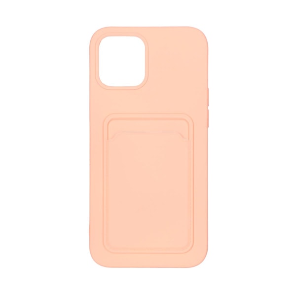 iPhone 12 Pro Max Silikonskal med Korthållare - Rosa Pink