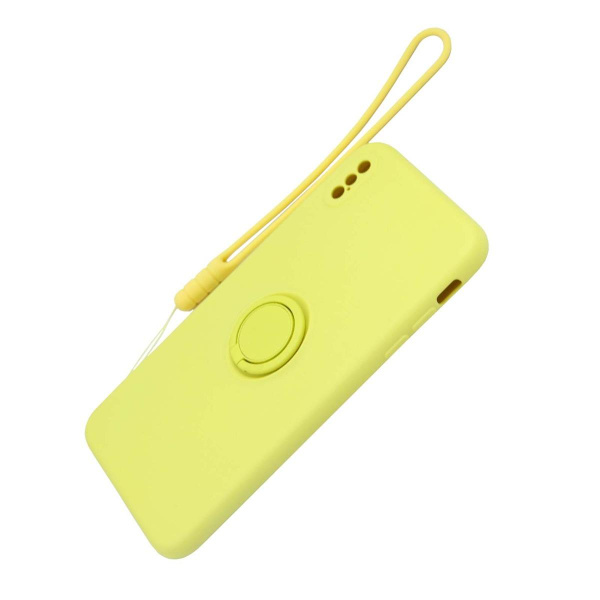 iPhone X/XS Silikonskal med Ringhållare och Handrem - Gul Gul