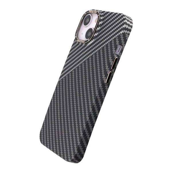 iPhone 15 Mobilskal i Kolfiber - Svart/Vit Svart