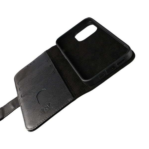 iPhone 13 Pro Plånboksfodral Läder Rvelon - Svart Black