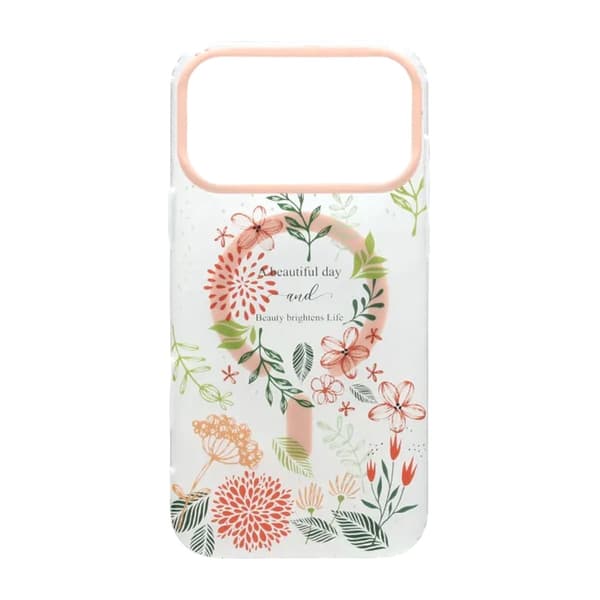 Matt MagSafe-skal med blommor för iPhone 17 Pro Max - Orange